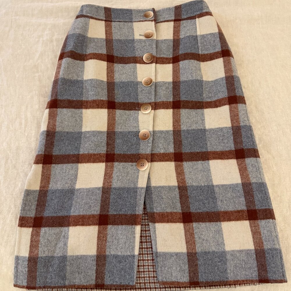 Petite Studio Blue Plaid Rita Skirt XS